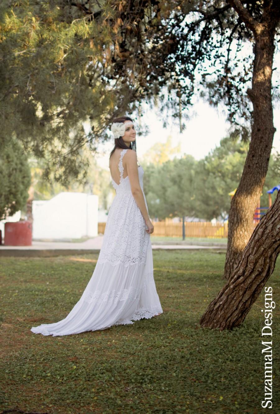 Hochzeit - White Wedding Dress, Lace Wedding Dress, Bohemian Wedding Dress, Boho Wedding Dress, White Bridal Dress, Long Wedding Gown, SuzannaM Designs