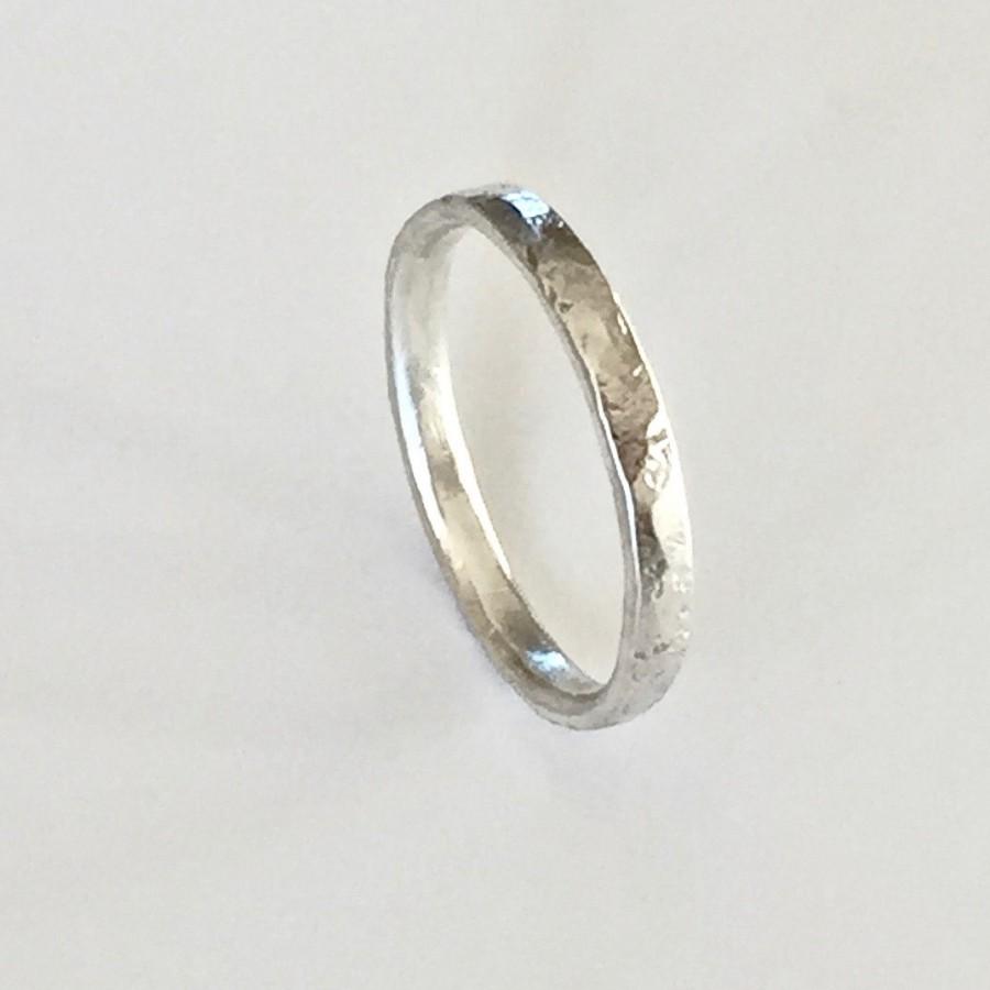 زفاف - Silver Ring - Distressed Organic Texture - Recycled Sterling Silver  - Thin Ring - Wedding Band - Men's Women's - Unisex
