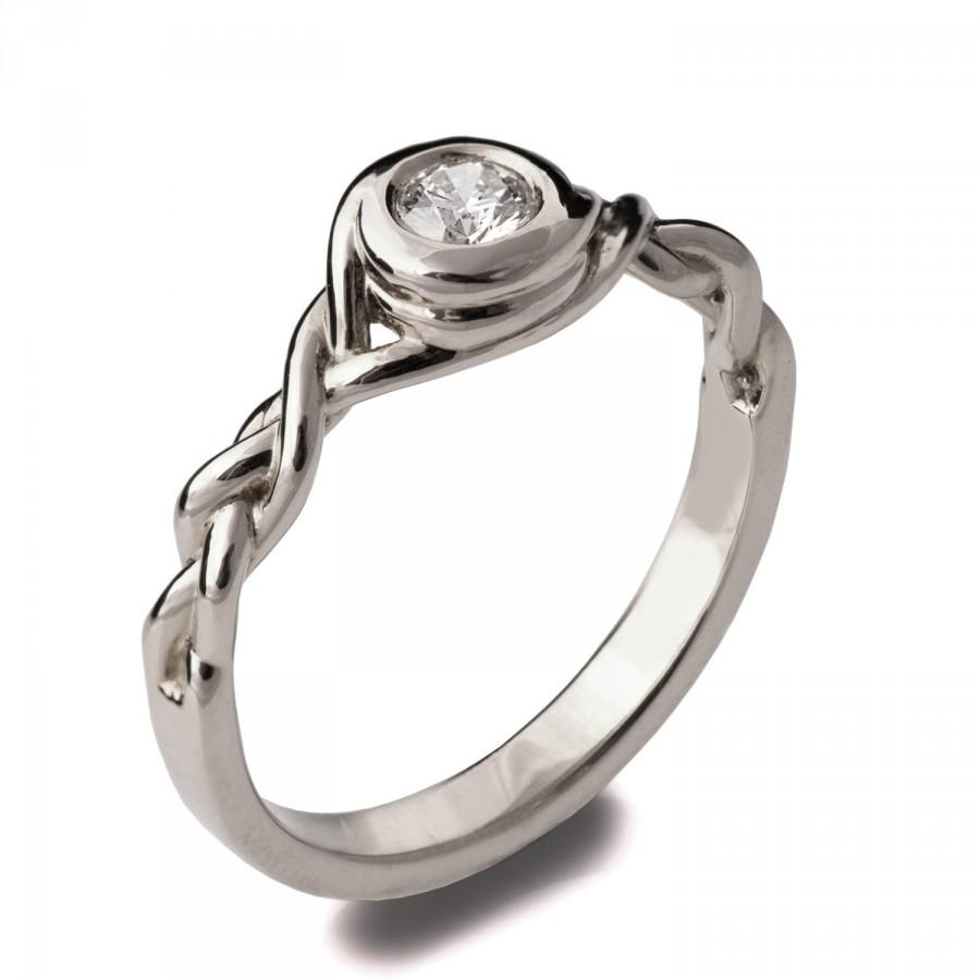 Mariage - Braided Engagement Ring - 18K White Gold and Diamond engagement ring, celtic ring, unique engagement ring, wedding band, 5