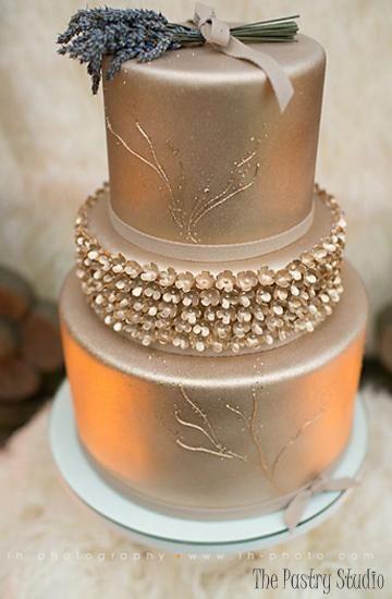 Wedding - Emma - Metallic Gold Wedding Cakes