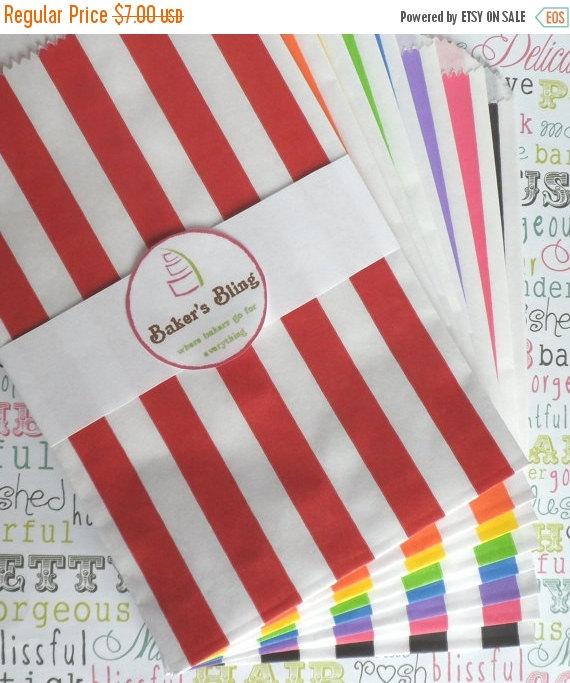 Wedding - ON SALE 50 Rainbow Stripe Favor Bags, Stripe Carnival Bags, Stripe Circus Bags, Rainbow Stripe Candy Bags, Popcorn Bags, Party Bags