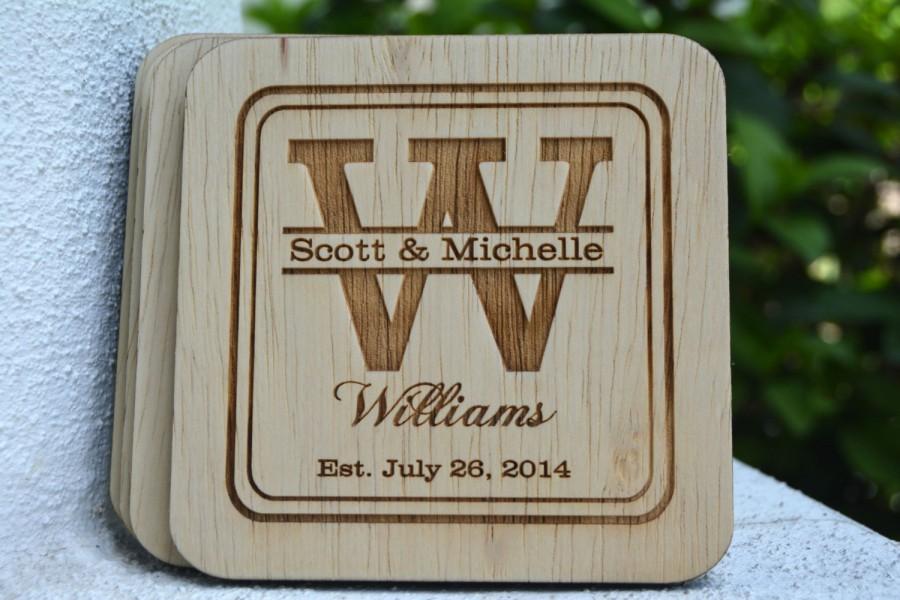 Wedding - Personalized Coasters, Wedding Favors, Rustic Wedding, Monogrammed Groomsmen Gifts, Country Charm