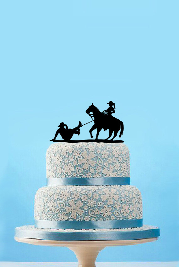 Mariage - Cake topper for wedding ,cowboy cake topper,custom bride and groom with horse cake topper, funny wedding cake topper,rustic cake topper