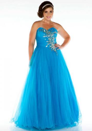 Wedding - Sweetheart Crystals Turquoise Coral Tulle Lace Up Sleeveless Ball Gown