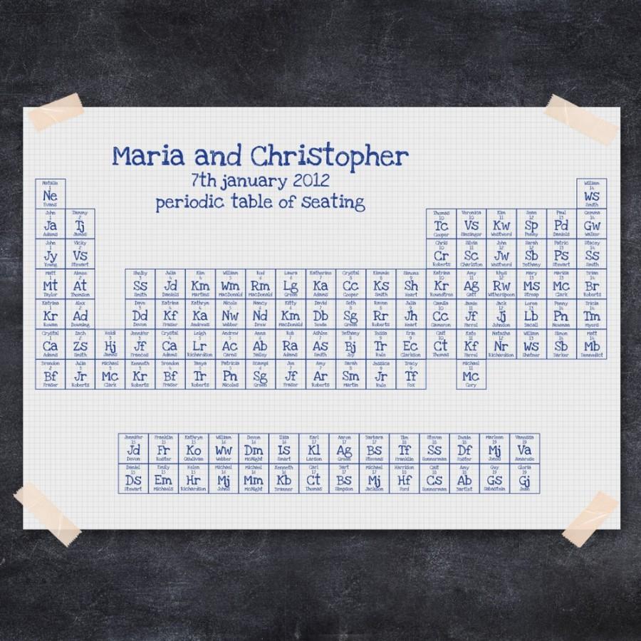 زفاف - periodic table of elements seating chart - printable file - custom science geek seating plan seating assignment seating board poster