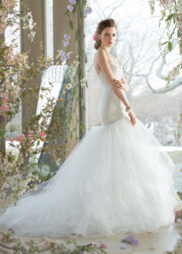 Hochzeit - Elegant Mermaid Backless Lace Applique Wedding Dress