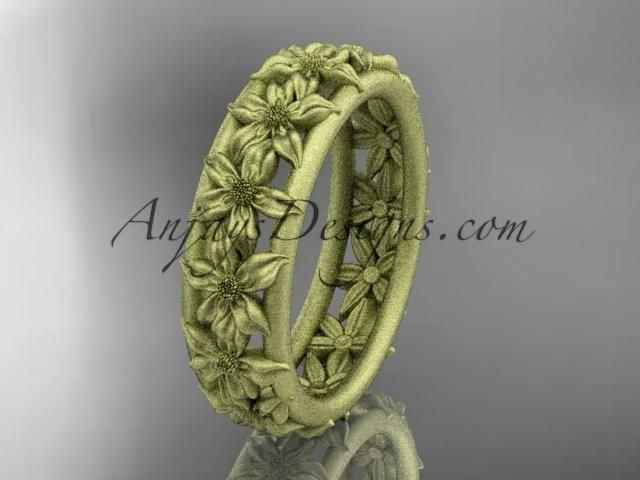 زفاف - 14kt yellow gold flower wedding ring, engagement ring, wedding band ADLR163G