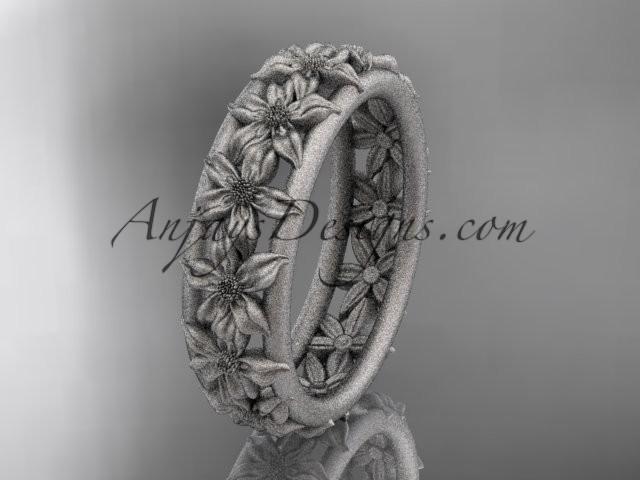 زفاف - platinum flower wedding ring, engagement ring, wedding band ADLR163G