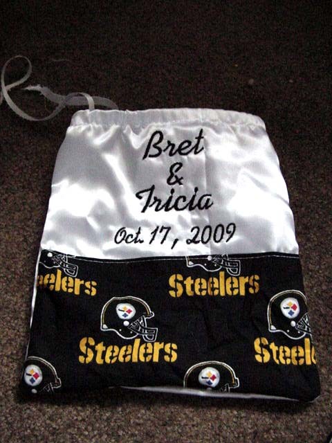 Mariage - Personalized NFL Football Team Satin Drawstring Money Bag Bridal Wedding Dance Card Bag Purse  Your Favorite Team Personalized 11 inch