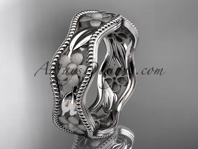 Mariage - platinum flower wedding ring,engagement ring, wedding band. ADLR190G