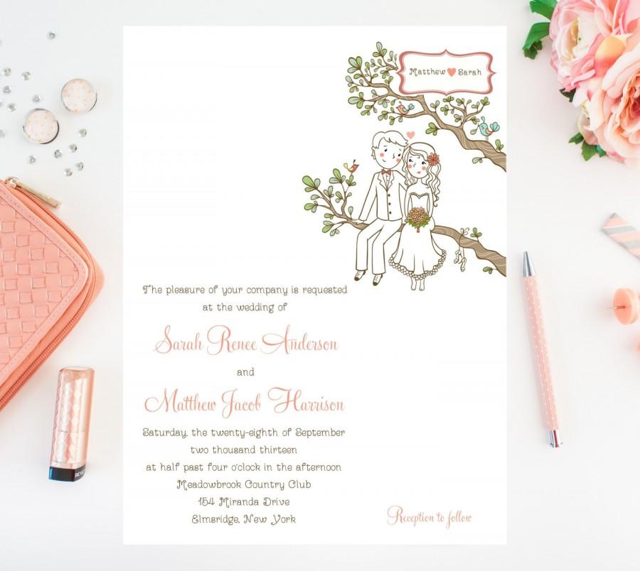 Mariage - Bride and Groom Sitting in a Tree - Sweet, Unique Wedding Invitations
