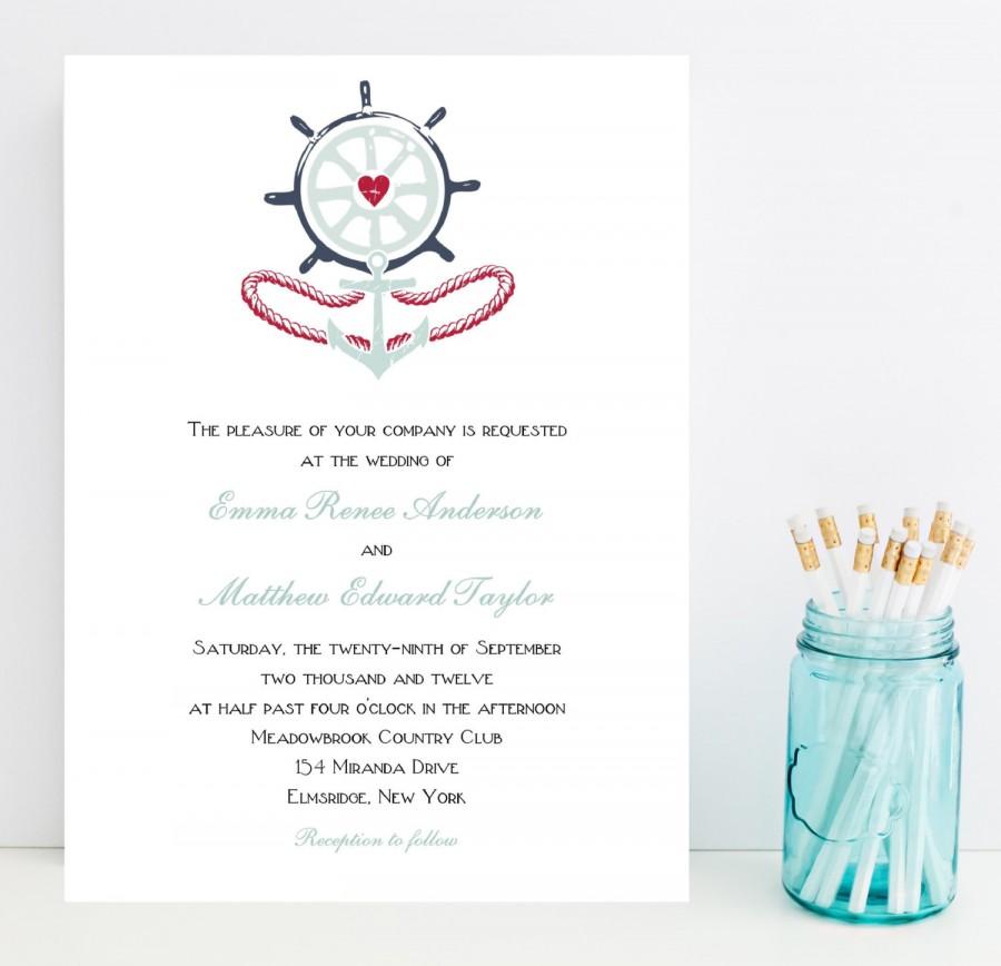 Hochzeit - Anchor Wedding Invitation - Beach Theme Wedding Invitation