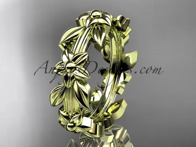 Hochzeit - 14kt yellow gold leaf wedding ring,engagement ring, wedding band ADLR316G