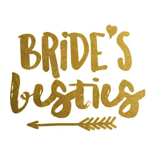 Wedding - Set of 16 "BRIDE'S BESTIES" metallic gold foil temporary tattoo // bachelorette party set // set of gold tattoos // hens party large set