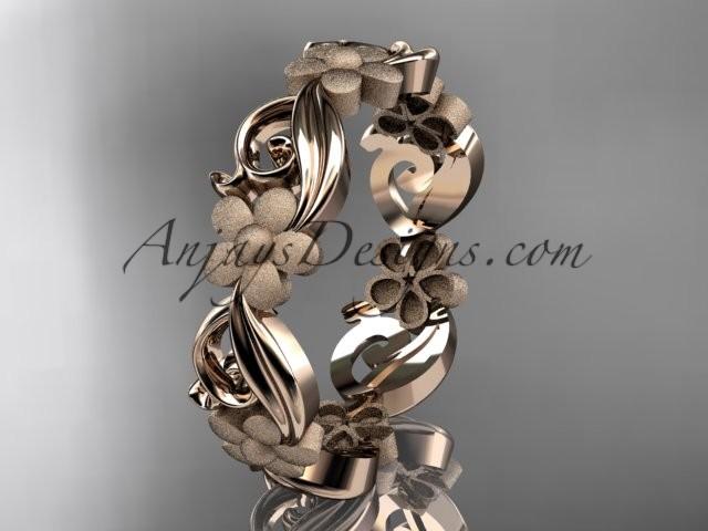 Свадьба - 14kt rose gold flower wedding ring, engagement ring, wedding band ADLR191G