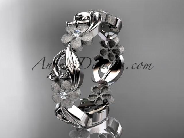 Свадьба - platinum diamond flower wedding ring, engagement ring, wedding band ADLR191B