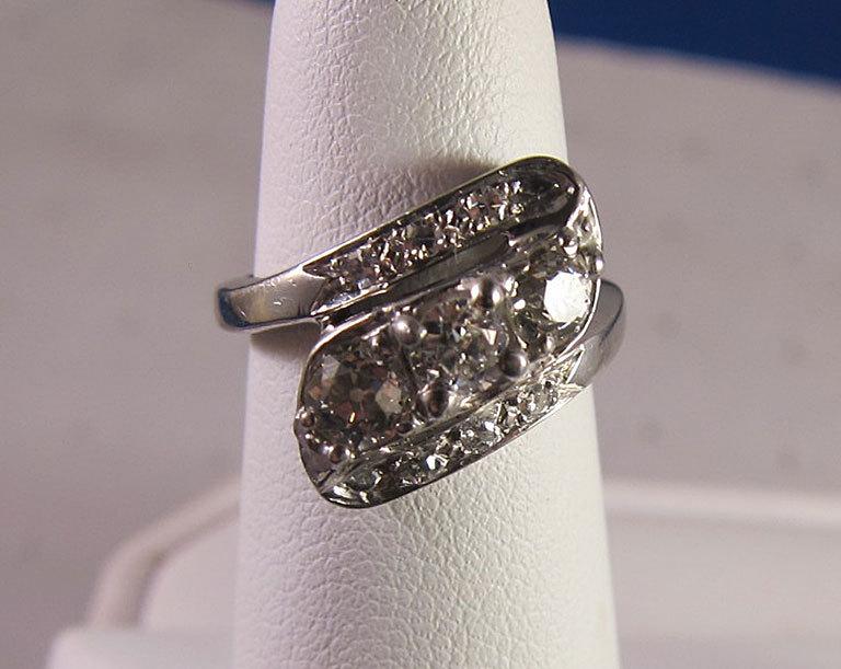 Свадьба - Vintage 14k  One Carat Diamond Cluster Dinner or Engagement Ring