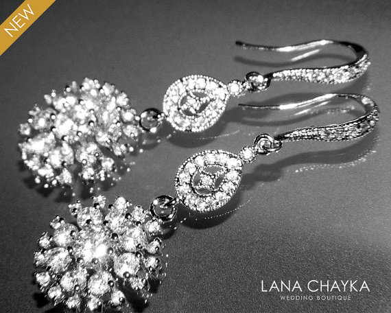 Свадьба - Cubic Zirconia Bridal Earrings Chandelier Cubic Zirconia Wedding Earrings Luxury CZ Wedding Earrings Dangle Crystal Earrings Bridal Jewelry