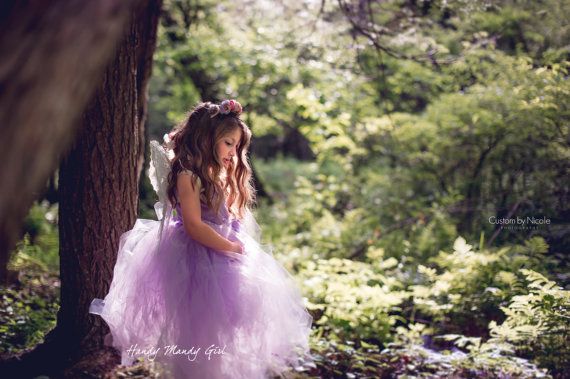Mariage - The "Lea"dress-lilac Dress Periwinkle Lace Brooch Flower Girl Tutu Dress-floral Crown & Wings Not Included-up To 5T-Halloween Fairy