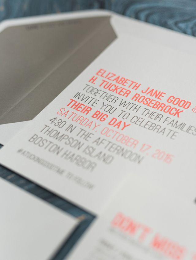 Hochzeit - Modern Neon Typography Wedding Invitations