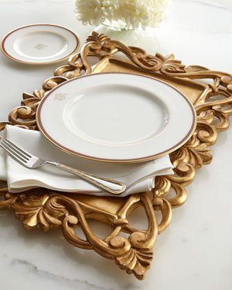 زفاف - NM EXCLUSIVE Golden Carved-Wood Placemat