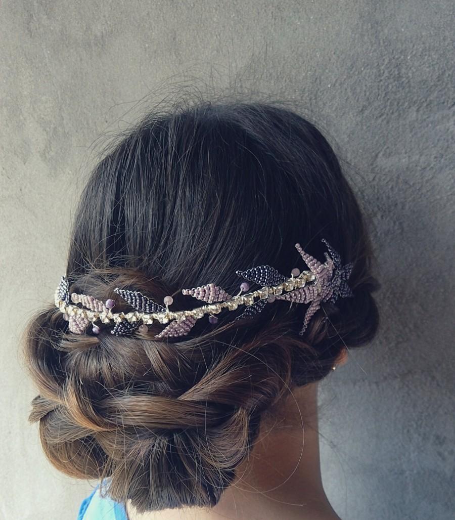 Mariage - Lilac bridal hair piece,Violet headpiece,wedding headdress,bridal lilac diadem,purple wedding crown, lilac hair accessories,hair wreath
