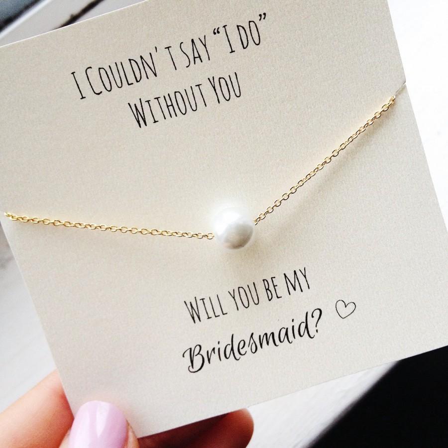Свадьба - FREE SHIPPING, Pearl Necklace, gold, silver, will you be my bridesmaid, bridesmaid proposal, card, ask bridesmaid, bridesmaid necklace