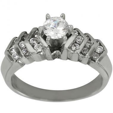 زفاف - 1/2ct Round Set In Art Deco Diamond Engagement Ring With Diagonal Channel 0.30ct