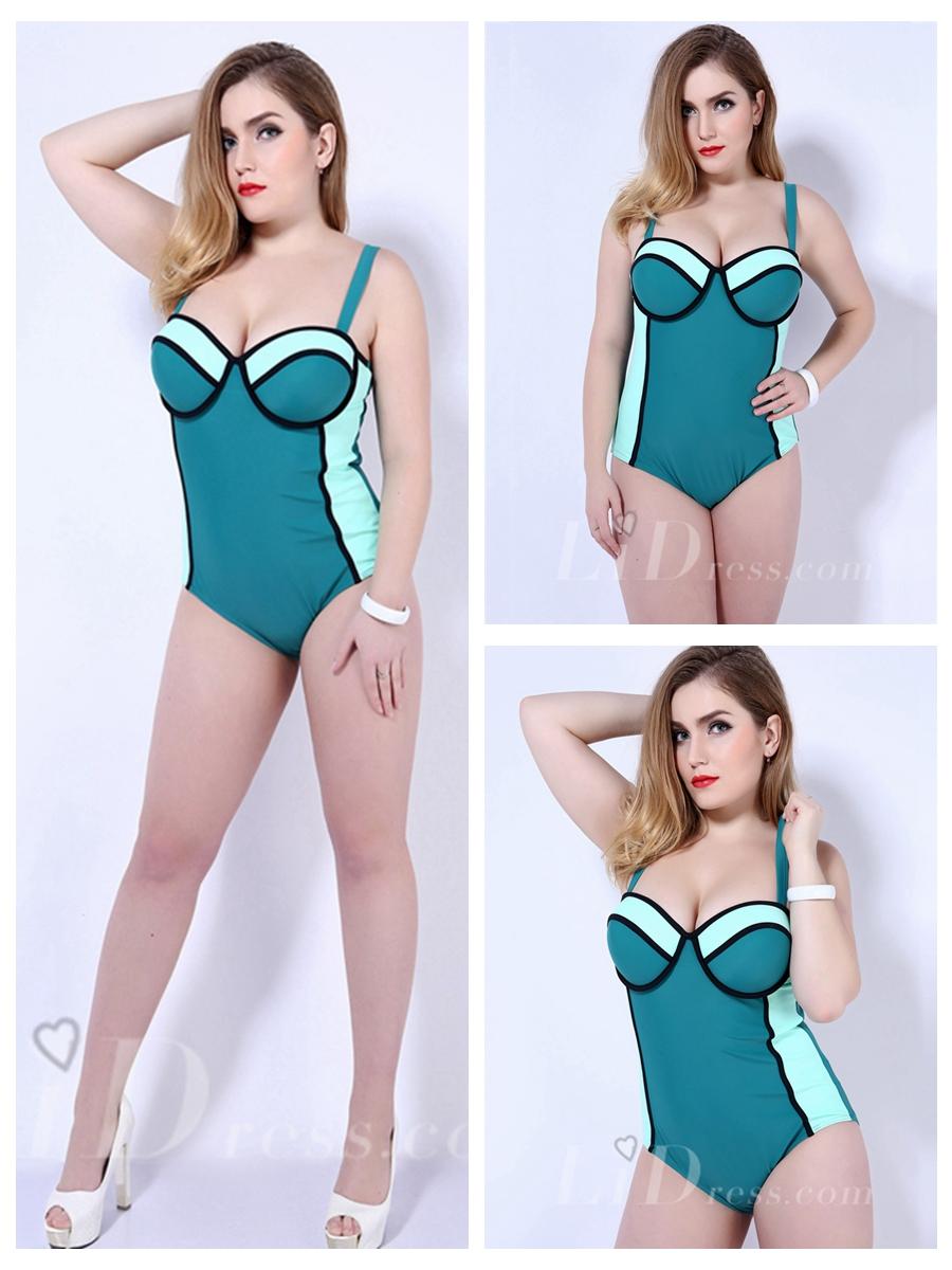 Mariage - Green Print Plus Size One-Piece Womens Swimsuit Lidyy1605202034