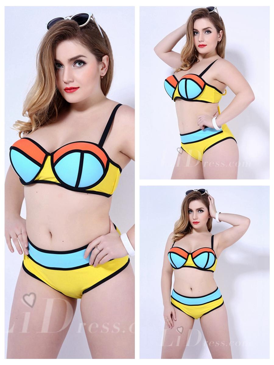 Mariage - Yellow Plus Size High Waist Bikini, Sexy Women Swimwear Lidyy1605202022