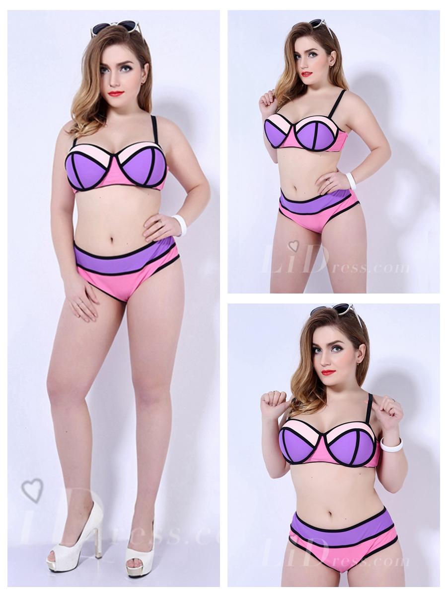Hochzeit - Pink Plus Size High Waist Bikini, Sexy Women Swimwear Lidyy1605202021