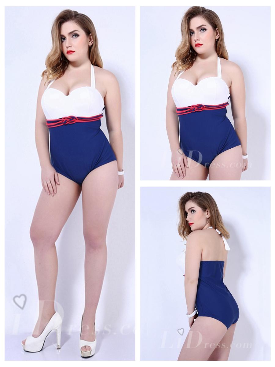 Mariage - White Pattern Print Plus Size One-Piece Womens Swimsuit Lidyy1605202014