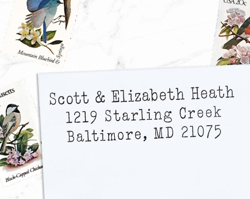 Свадьба - Custom Address Stamp, Personalized Address Stamp, Typewriter Stamp, DIY, Rustic Wedding Address Stamp, Eco Mount or Self Inking - Typewriter