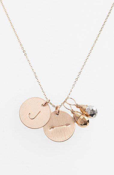 Wedding - Nashelle Pyrite Initial & Arrow 14k-Gold Fill Disc Necklace