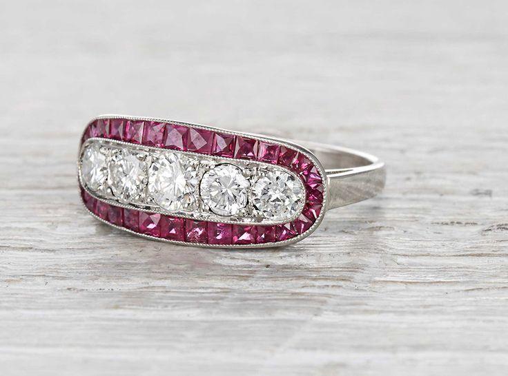 زفاف - Edwardian Diamond And Ruby Ring