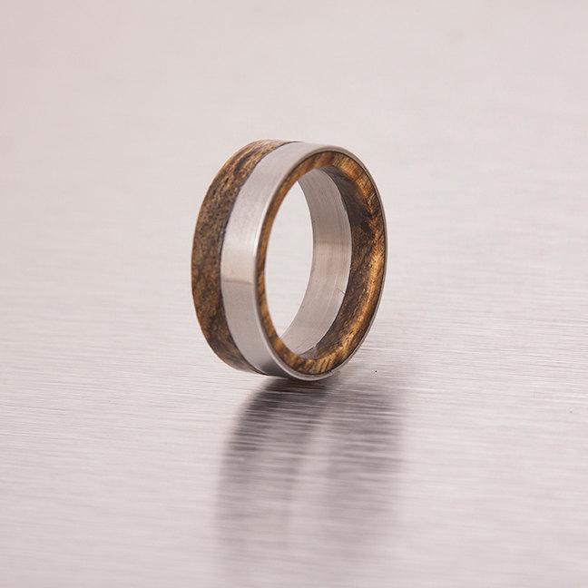 Mariage - Titanium Ring Titanium and wood ring  wood ring wedding ring engagement ring mens wedding band