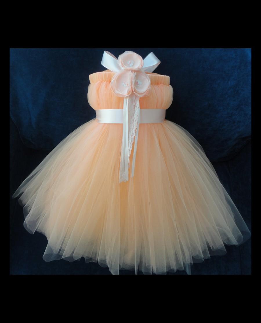 Свадьба - Rustic Peach Flower Girl Dress