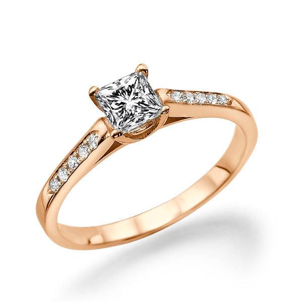 زفاف - Rose Gold Engagement Ring, Diamond Ring Setting, 14K Rose Gold Ring, 0.5 TCW Diamond Ring Band, Art Deco Engagement Ring