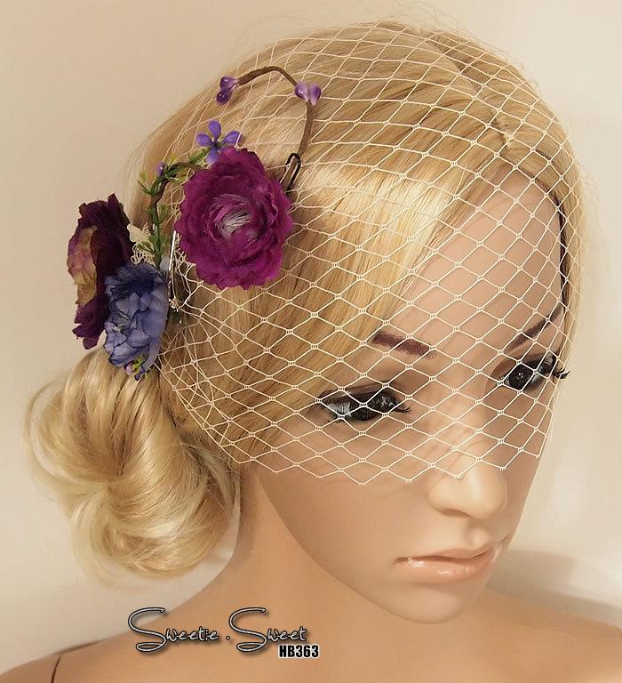 زفاف - Bridal Head piece, Bridal Hair Comb, Wedding Hair Clip, Bridal Hair Clip, Woodland Head piece, Rustic lace veil