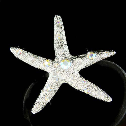 زفاف - Swarovski Crystal STARFISH star fish Beach Bride Bridal Wedding Marine Sea Ocean Nautical Pin Brooch Jewelry Mother's Day Christmas Gift