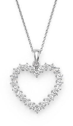 Wedding - Diamond Heart Pendant Necklace in 14K White Gold, .50 ct. t.w.