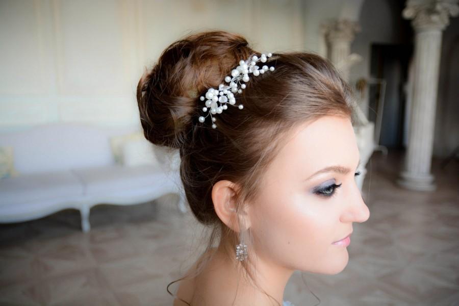 Mariage - Bridal hair pin - Crystal and Pearl Bridal hair pin - Crystal and Pearl Bridal headpiece -  Wedding headpiece - Jeweled headpiece