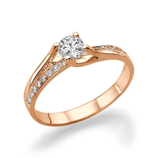 Mariage - Twist Diamond Engagement Ring, 14K Rose Gold Ring, 0.8 TCW Diamond Ring Band, Rose Gold Engagement Ring, Art Deco Ring
