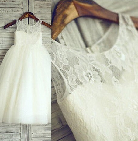 Hochzeit - Light Ivory  Lace Flower Girl dress, Ivory flower girl dress, Ivory Dress, lace flower girl dress, long dress for kid, off white Flower girl