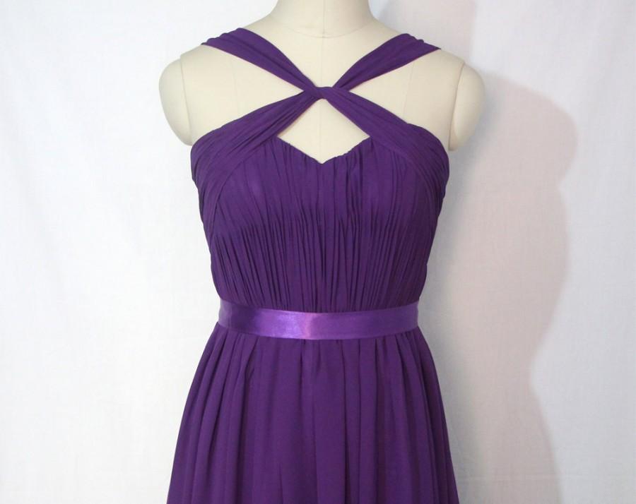 Свадьба - Purple Bridesmaid Dress Short/Floor Length Chiffon Sweetheart Bridesmaid Dress-Custom Dress