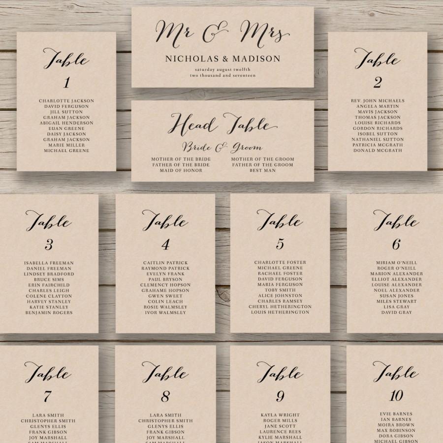 Free Alphabetical Wedding Seating Chart Template