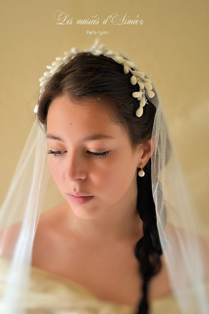 Mariage - Floral Bridal crown, headband , hair vine wedding,  wax flowers