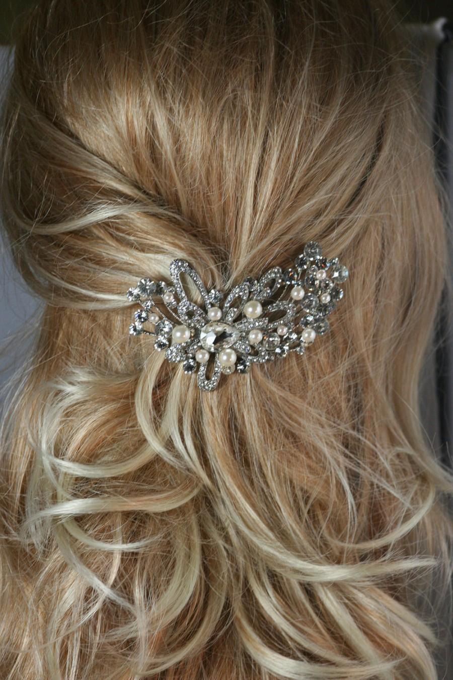 Wedding - Starla Swarovski crystal and pearl elegant bridal hair comb