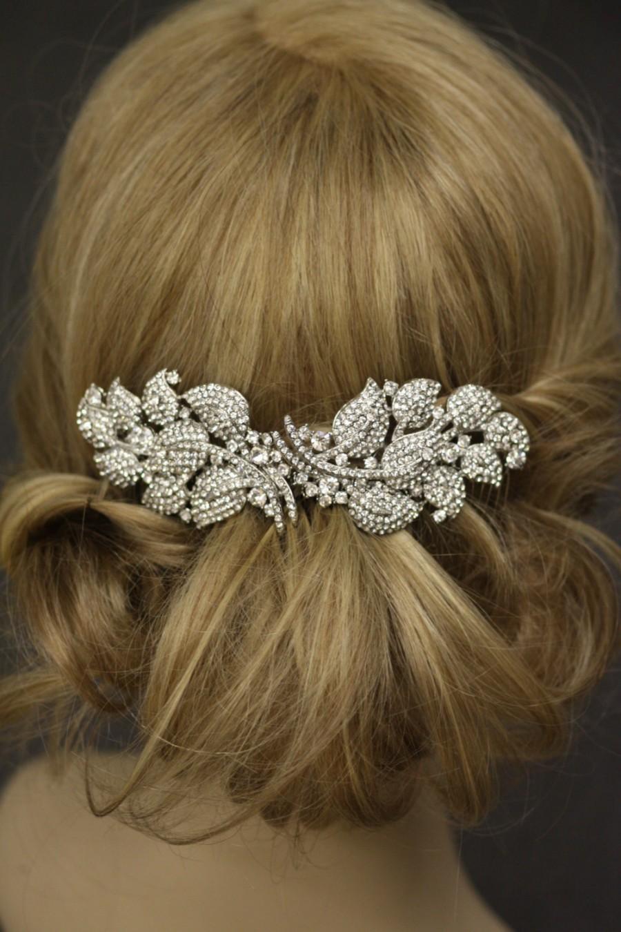 Mariage - 6 inches long Veil Comb, Bridal comb, Crystal, Wedding Accessory, Bridal hair comb,leaves, Greek, Tiara, Swarovski, Ivory pearls