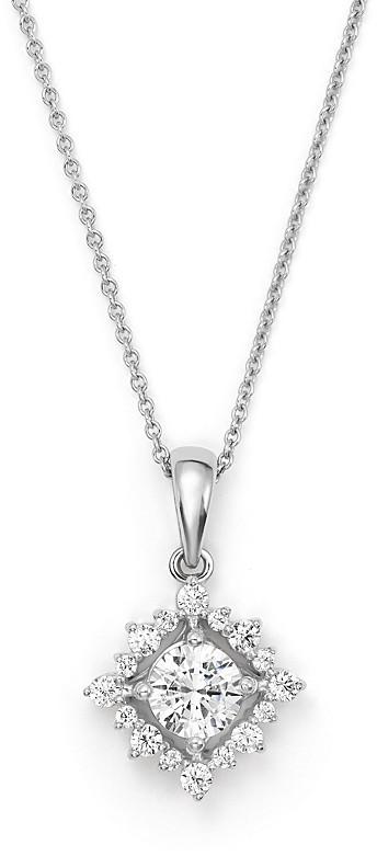 Свадьба - Diamond Solitaire Pendant Necklace with Halo in 14K White Gold, .50 ct. t.w.